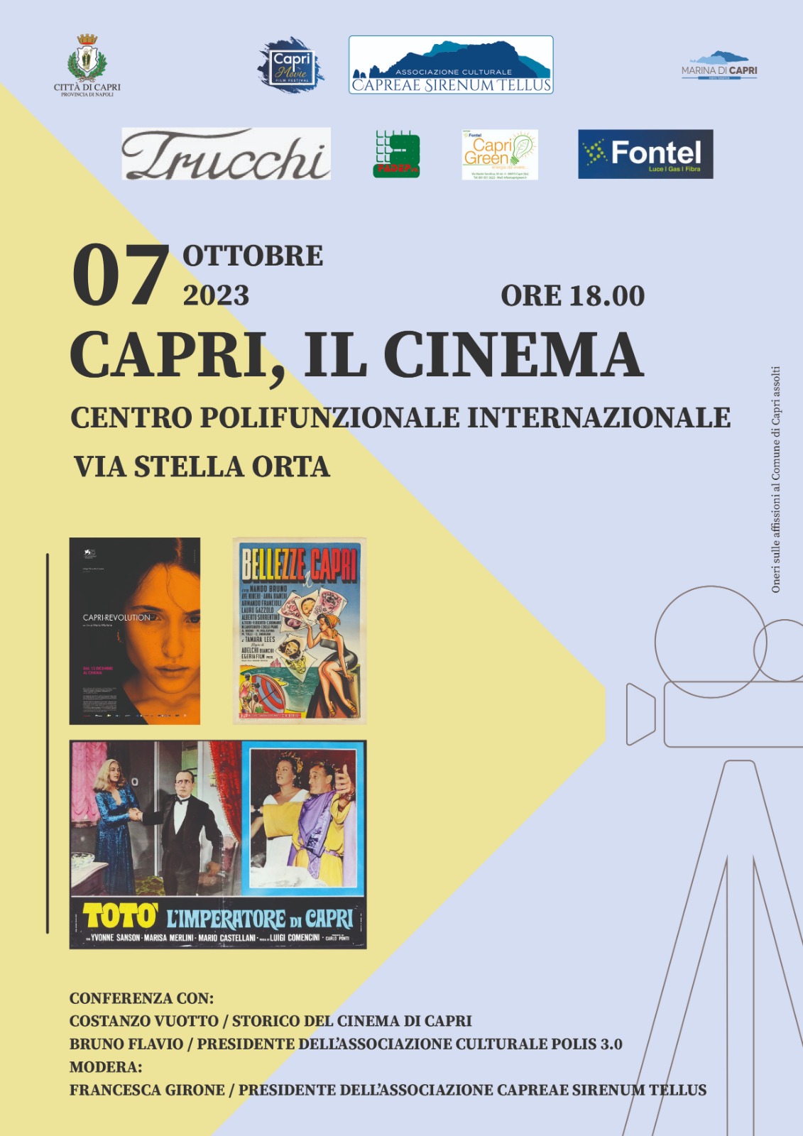 “Capri, il cinema”: conferenza al centro polifunzionale Internazionale