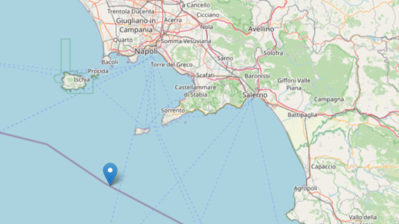 Scossa di terremoto di magnitudo 4.2 in mare al largo dell’isola di Capri