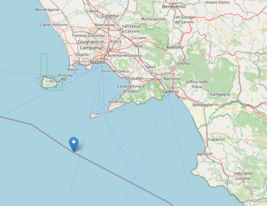 Scossa di terremoto di magnitudo 4.2 in mare al largo dell’isola di Capri
