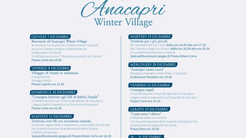 “Anacapri Winter Village”: il programma degli eventi di Natale