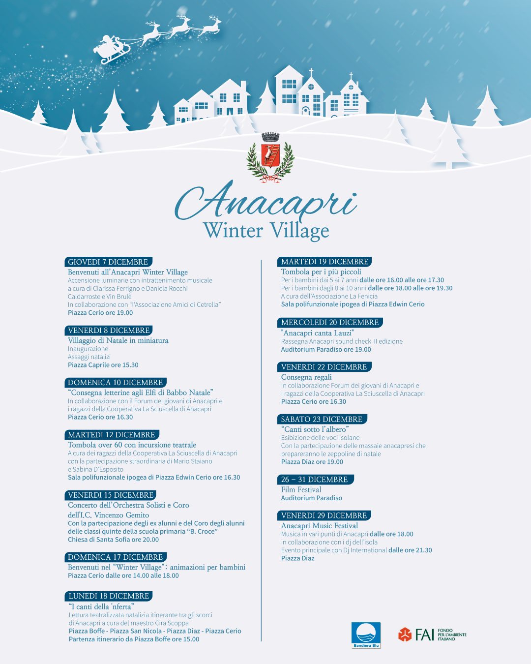“Anacapri Winter Village”: il programma degli eventi di Natale
