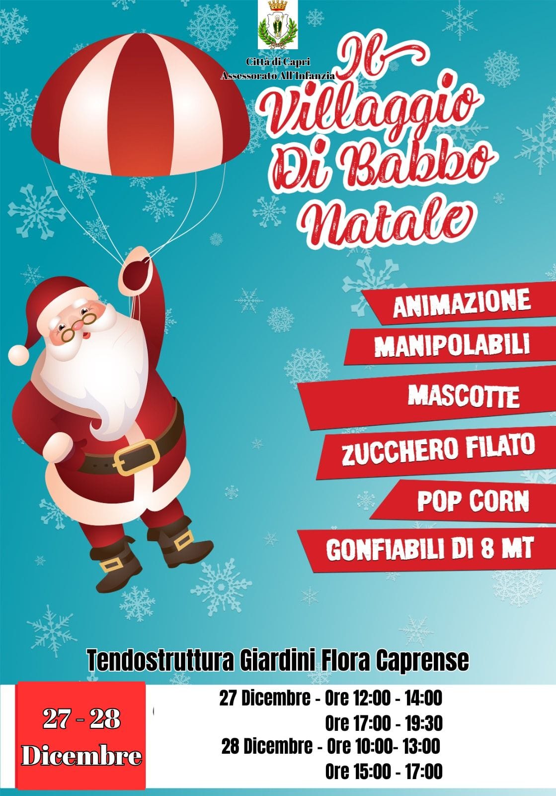 Villaggio di Babbo Natale alla tendostruttura della flora caprense