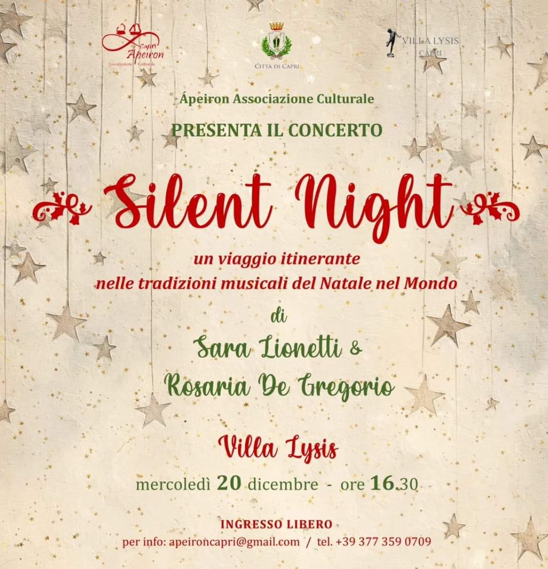 Silent Night, a Villa Lysis viaggio itinerante nelle tradizioni musicali del Natale nel mondo