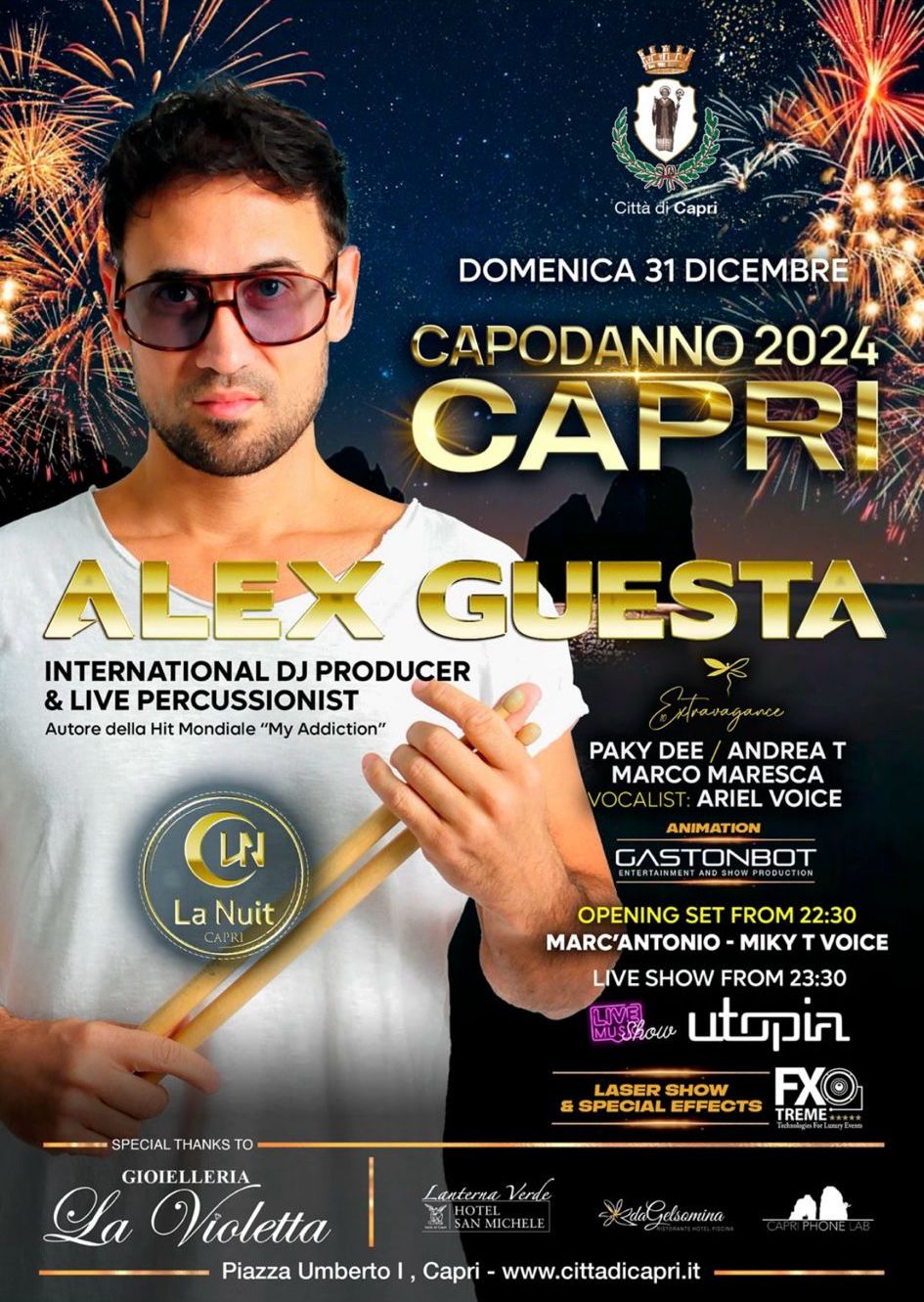 Capodanno 2024 nella Piazzzetta di Capri: special guest Alex Guesta