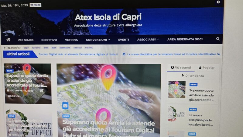 Nasce il nuovo sito di Atex Isola di Capri, l’associazione che unisce le strutture extra-alberghiere di Capri ed Anacapri