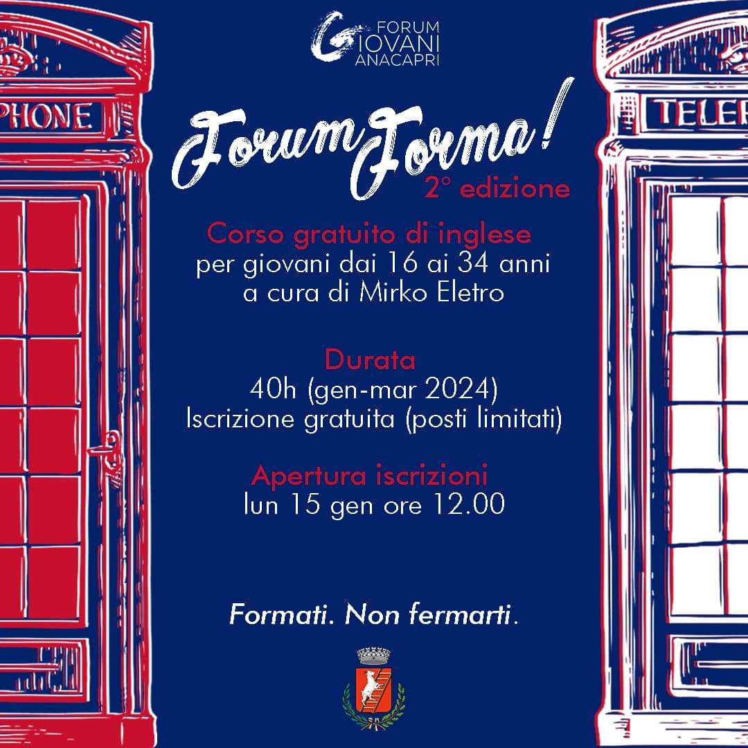 Seconda edizione di “Forum Forma”, ad Anacapri corso gratuito di lingua inglese per i giovani