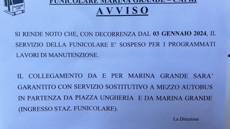 La funicolare sospende il servizio come tutti gli anni: ecco l’avviso alle biglietterie