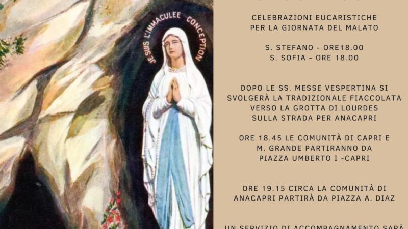 Giornata del malato: celebrazioni liturgiche e fiaccolata alla grotta della Madonnina sulla via Capri/Anacapri