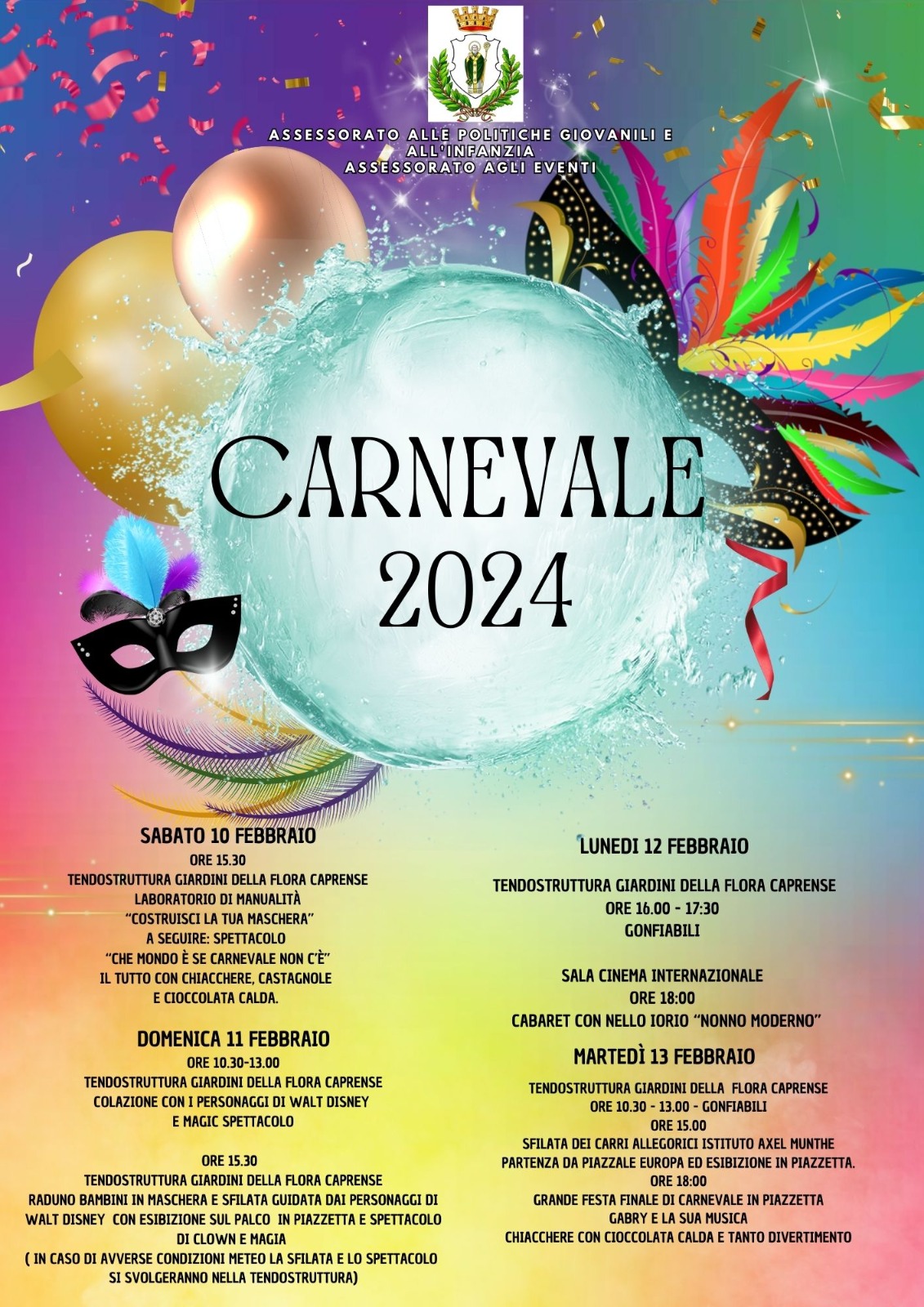 Carnevale 2024 a Capri: la locandina con il programma degli eventi