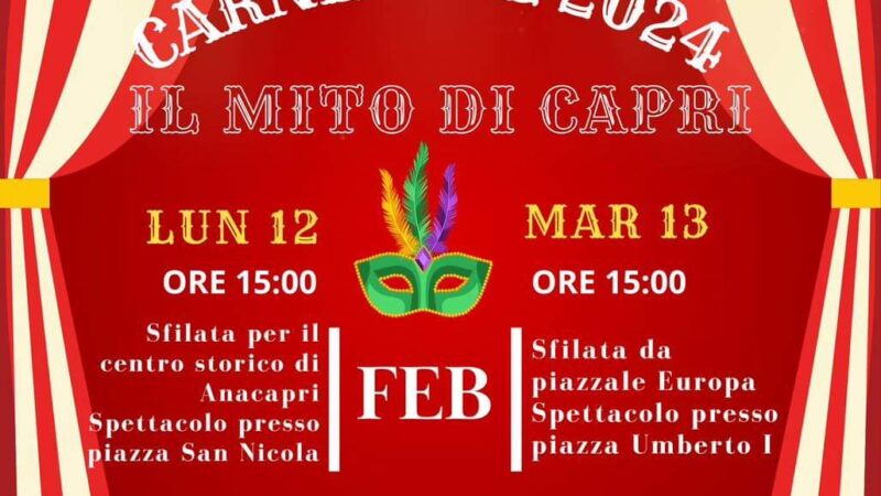 “Il mito di Capri”, lunedì ad Anacapri e martedì a Capri la sfilata dei carri allegorici di Carnevale. Il programma