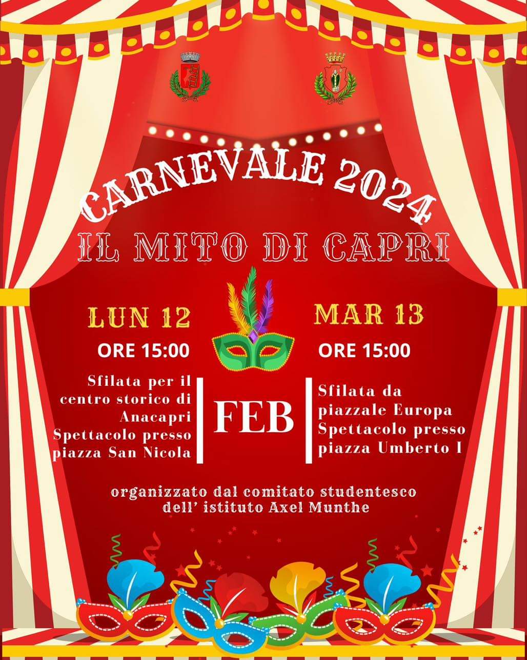 “Il mito di Capri”, lunedì ad Anacapri e martedì a Capri la sfilata dei carri allegorici di Carnevale. Il programma