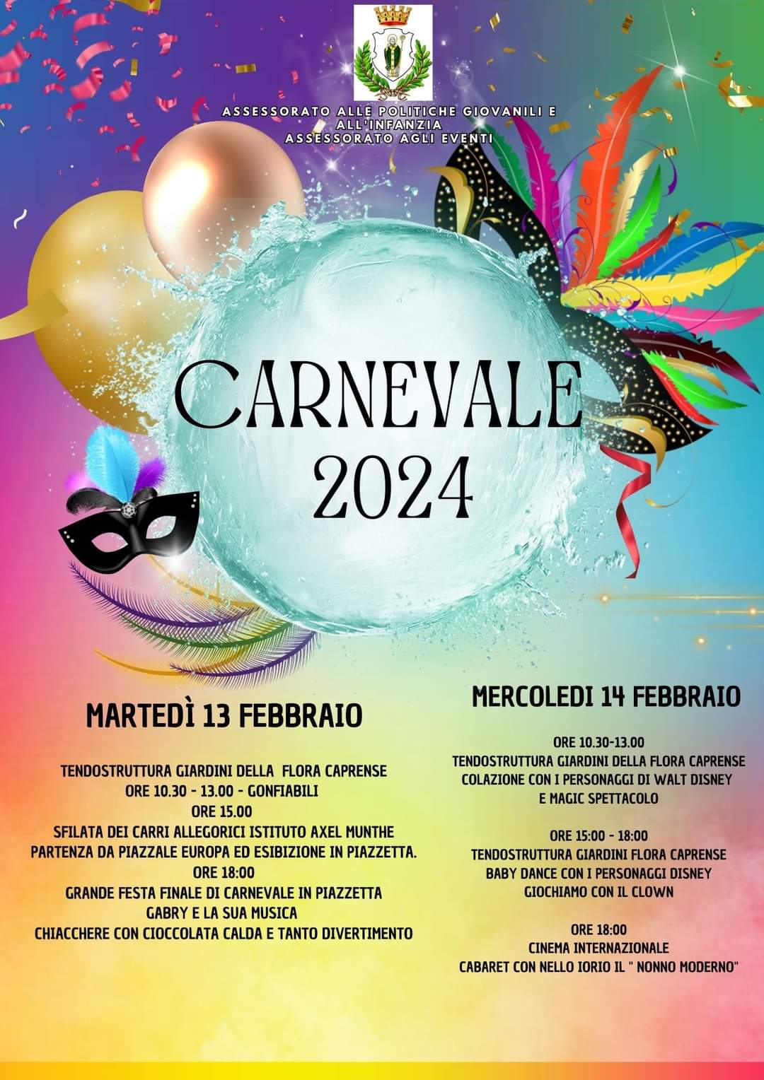 Carnevale 2024: il programma degli eventi di martedì e mercoledì a Capri