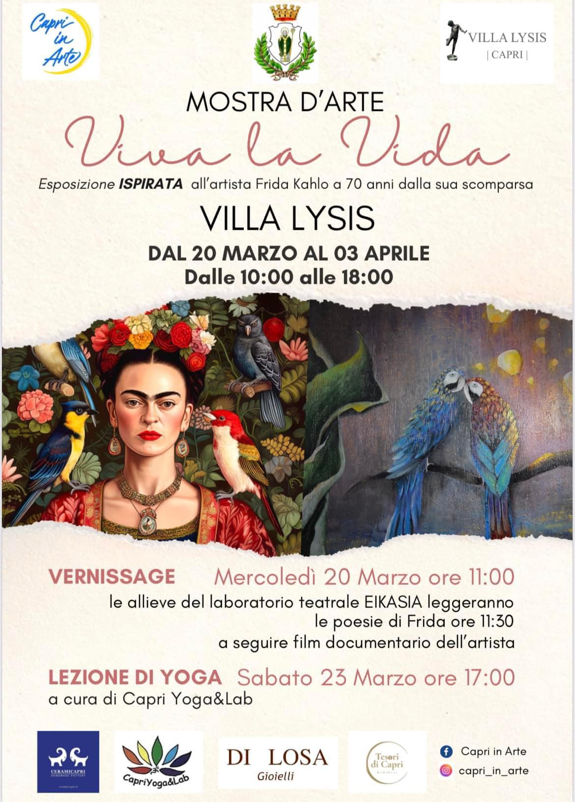 “Viva la Vida”: a Villa Lysis mostra d’arte ispirata a Frida Kahlo a 70 anni dalla morte