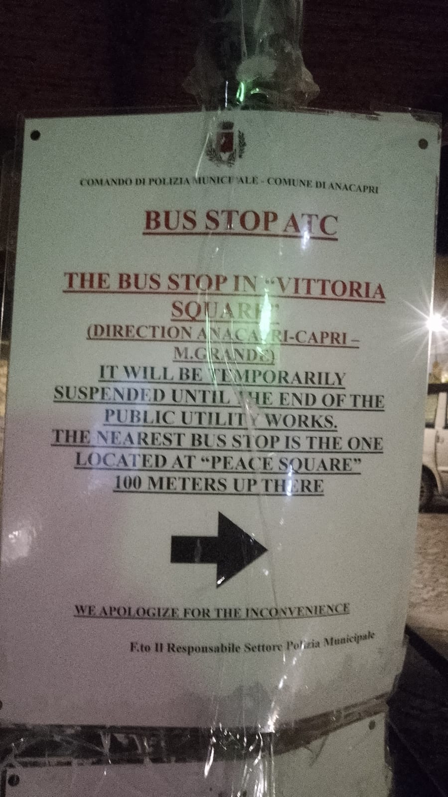 L’Usb: “Soppressa per lavori la fermata bus in discesa di Piazza Vittoria ad Anacapri”