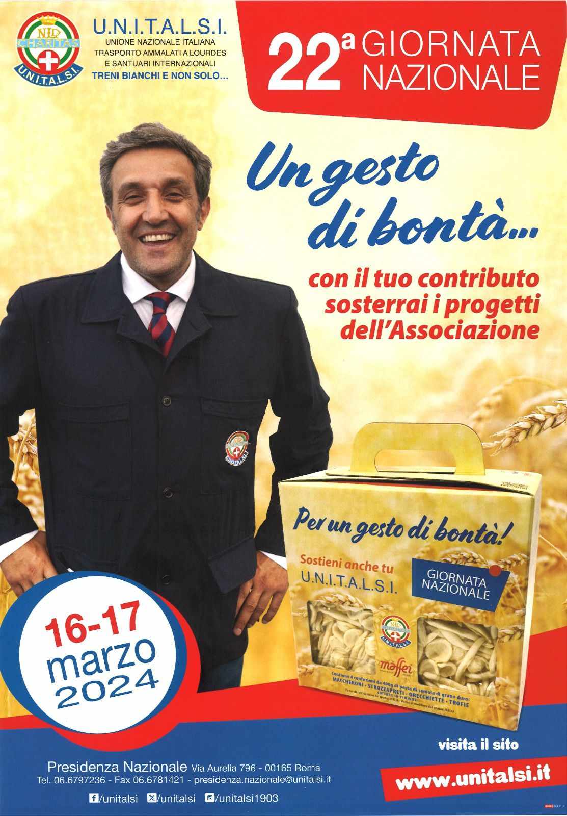 Giornata nazionale Unitalsi: cofanetto con confezioni di pasta, banchetti con i punti di offerta a Capri e ad Anacapri