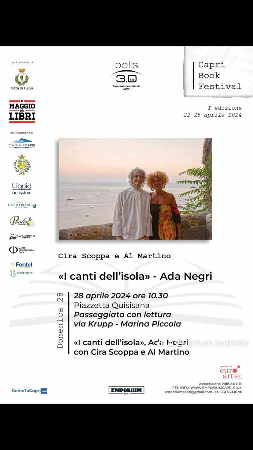 “I canti dell’isola”, passeggiata con lettura con Cira Scoppa e Al Martino