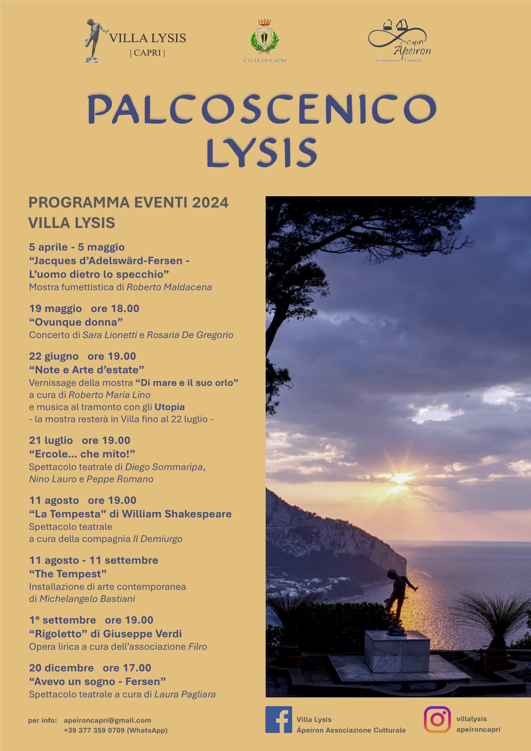 Palcoscenico Lysis: da aprile a dicembre la rassegna a cura di Ápeiron tra spettacoli, mostre e concerti. Il programma