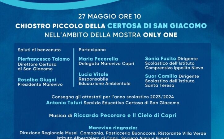 Marevivo: 15 anni dei Delfini Guardiani di Capri, evento alla Certosa