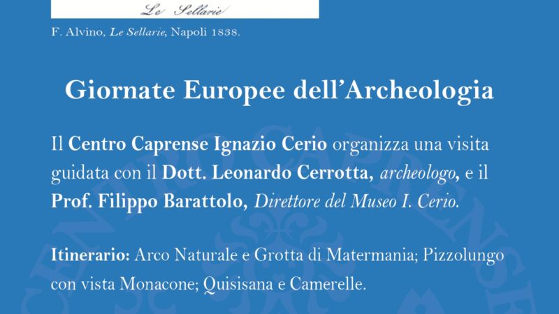 “Giornate europee dell’archeologia”: il Centro Caprense Cerio organizza una visita guidata dall’Arco Naturale a via Camerelle