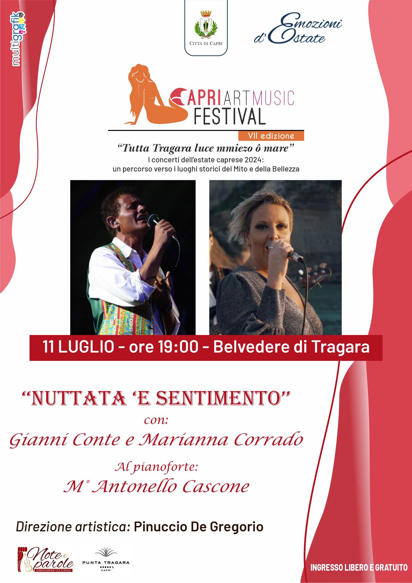 “Nuttata ‘e sentimento”, Gianni Conte e Marianna Corrado al belvedere di Tragara