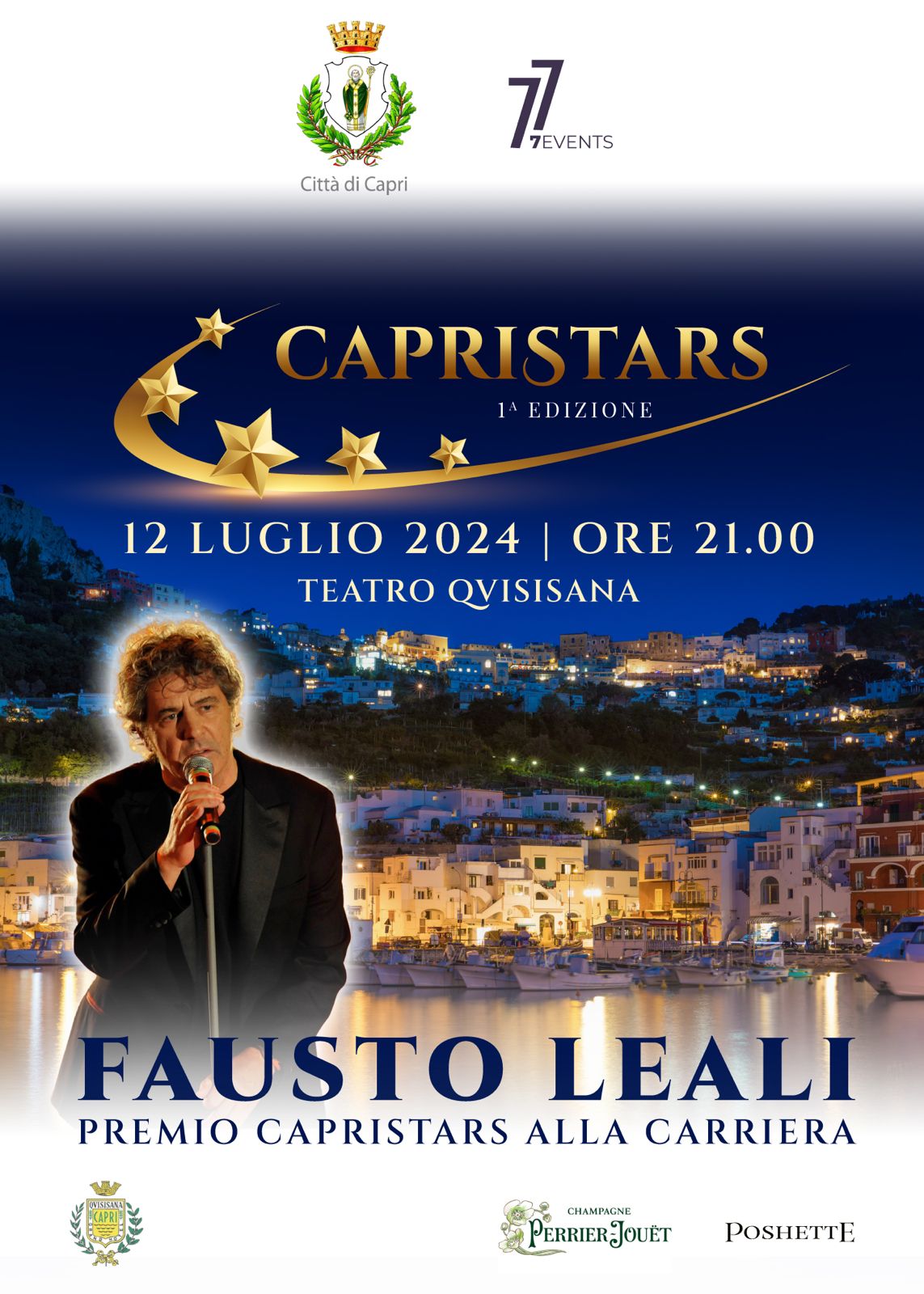 Premio Capristars alla carriera a Fausto Leali, serata al Teatro Quisisana