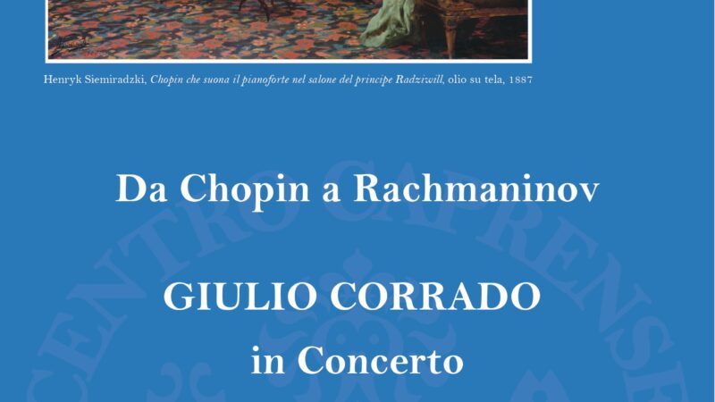 “Da Chopin a Rachmaninov”: il pianista Giulio Corrado in concerto a Palazzo Cerio