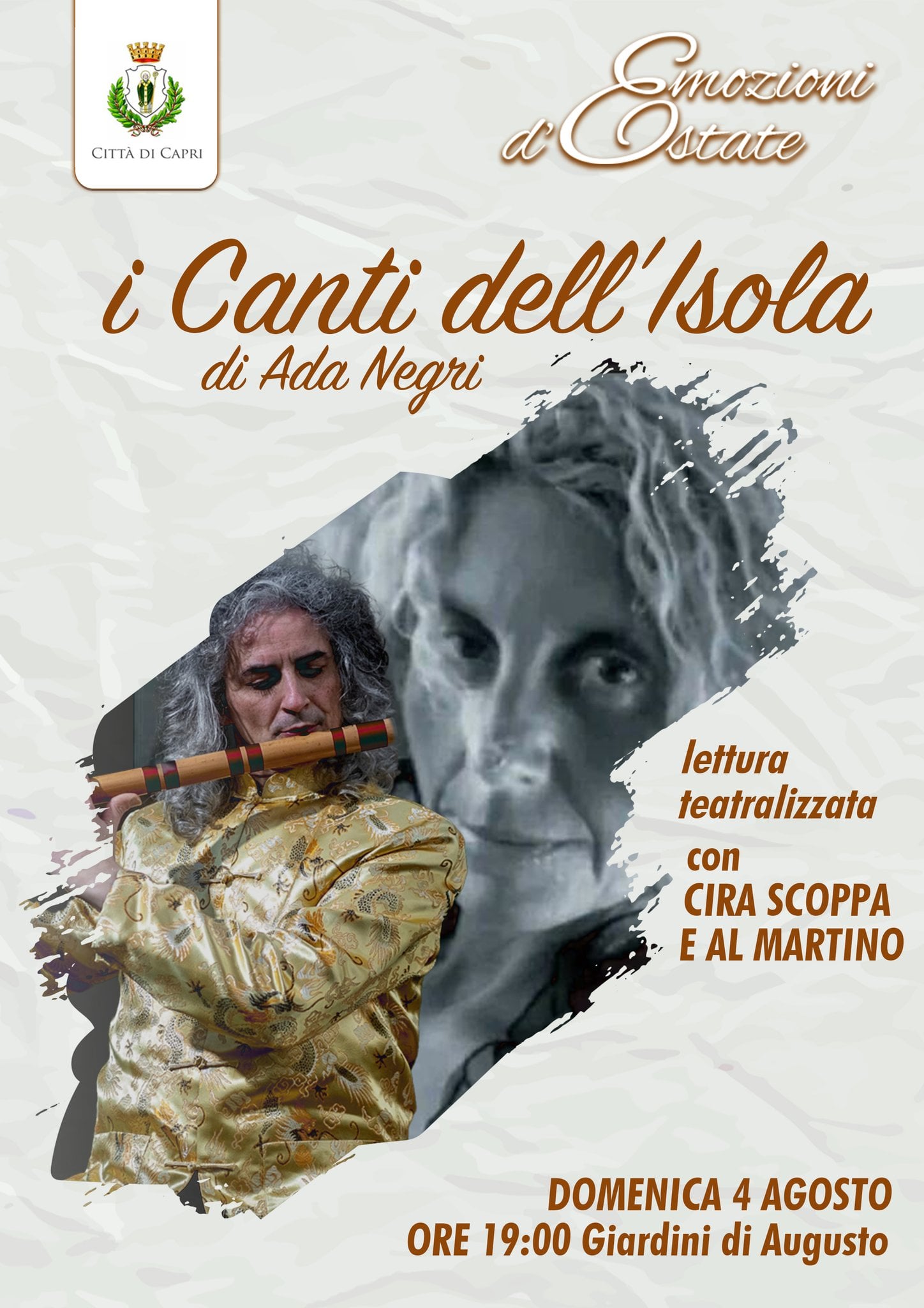 “I Canti dell’isola”, ai Giardini d’Augusto reading poetico impreziosito dalla musica con Cira Scoppa e Al Martino