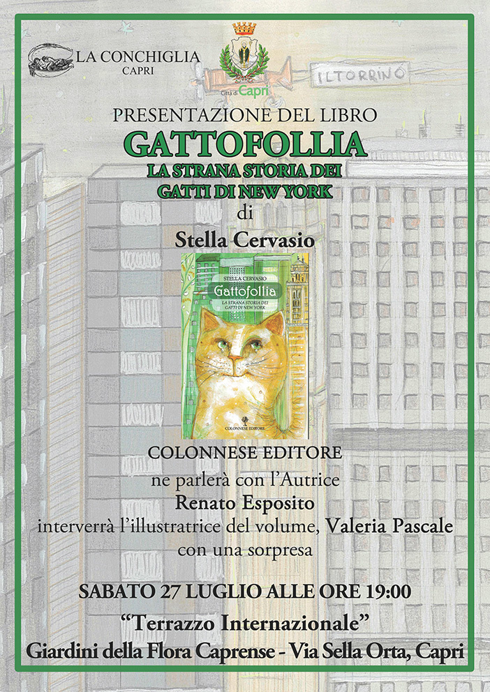 Stella Cervasio presenta a Capri il libro “Gattofollia. La strana storia dei gatti di New York” 