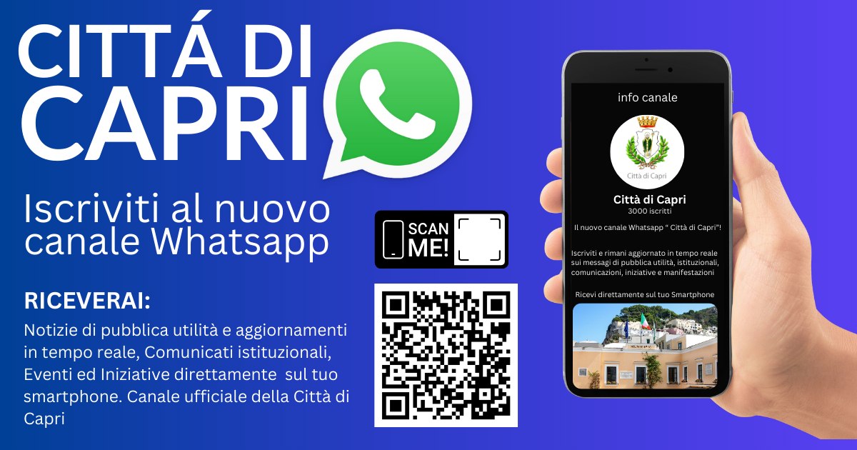 Attivato il canale Whatsapp ufficiale della Città di Capri. Il sindaco Falco: “Obiettivo è giungere in maniera più semplice ed immediata a tutti i cittadini”