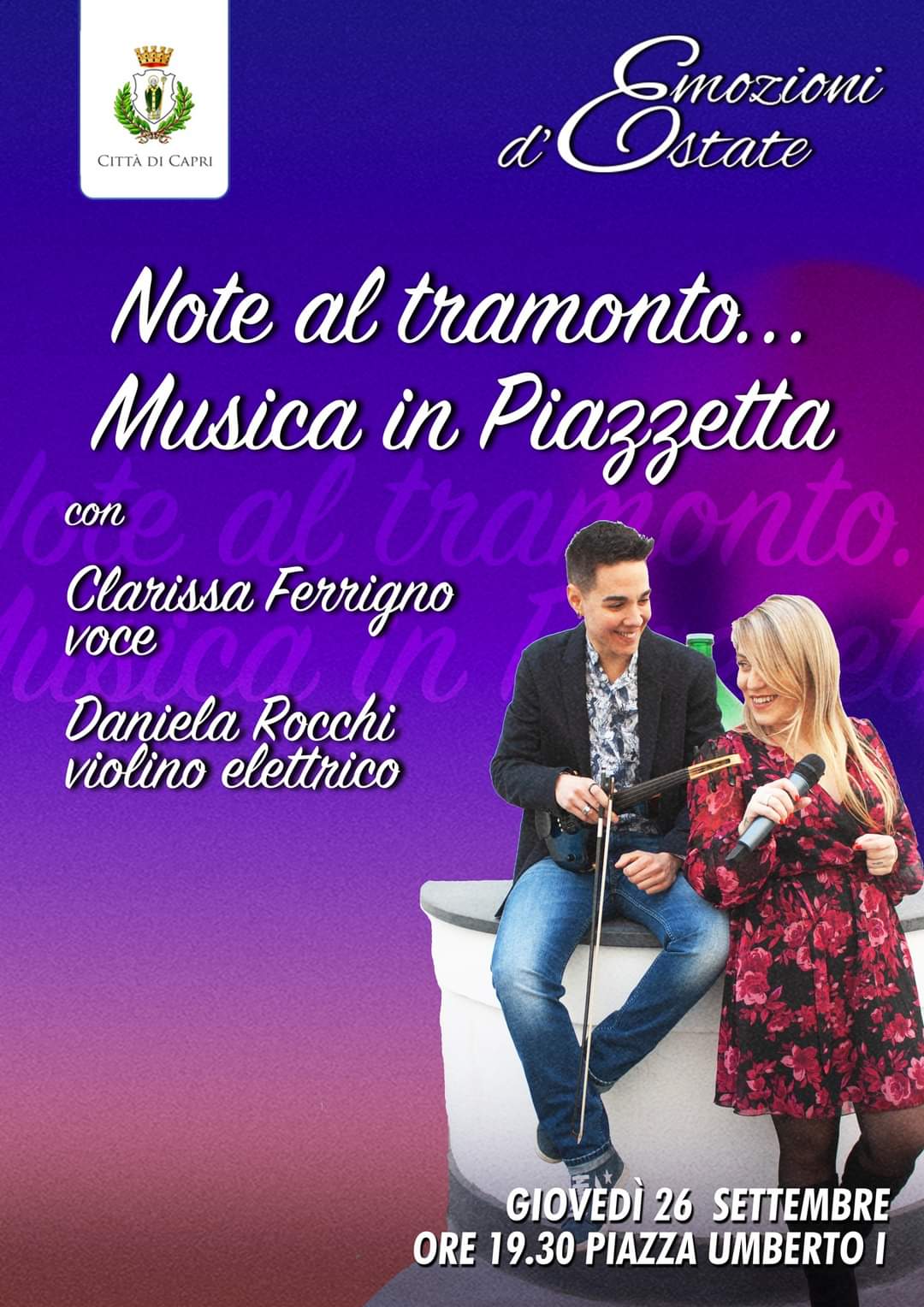 Note al tramonto, musica in Piazzetta a Capri con Clarissa Ferrigno e Daniela Rocchi