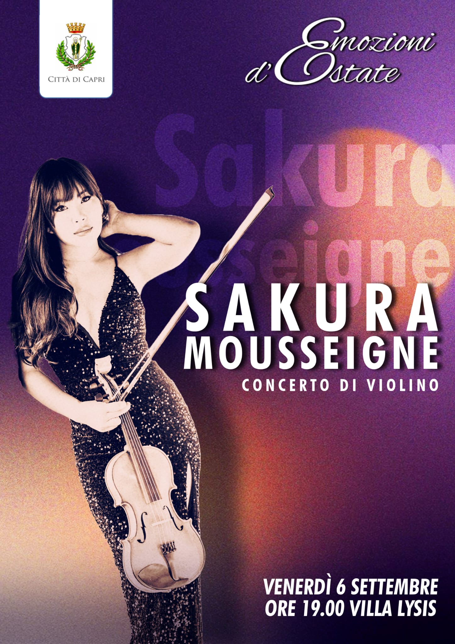 A Villa Lysis suggestivo concerto al tramonto della nota violinista giapponese Sakura Mousseigne