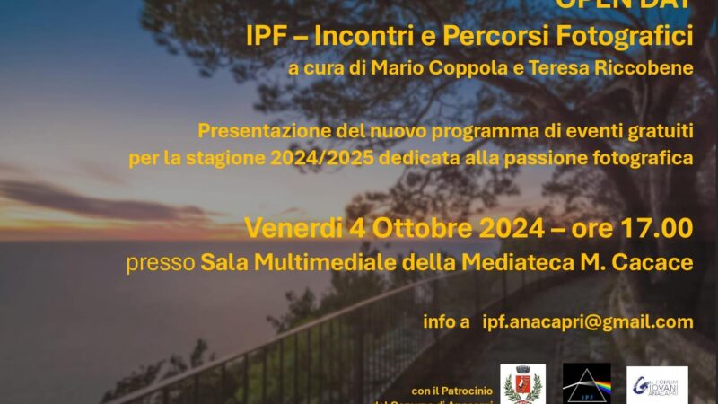 Ad Anacapri open day di “Ipf”, presentazione del nuovo programma di eventi gratuiti per gli appassionati di fotografia