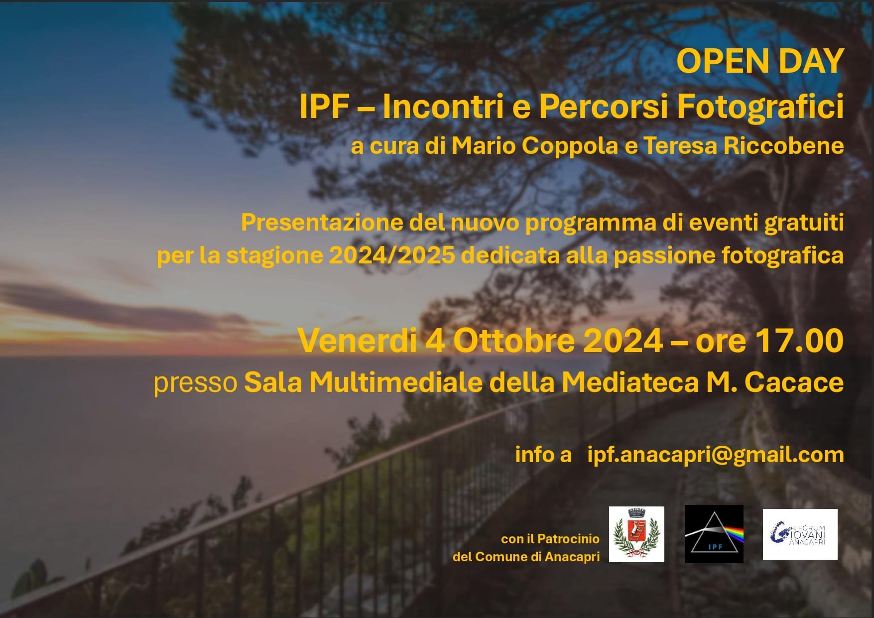 Ad Anacapri open day di “Ipf”, presentazione del nuovo programma di eventi gratuiti per gli appassionati di fotografia