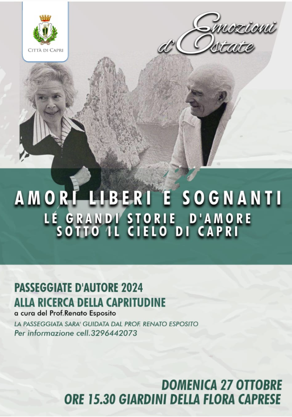 “Amori liberi e sognanti”, viaggio-passeggiata nelle grandi storie d’amore sotto il cielo di Capri