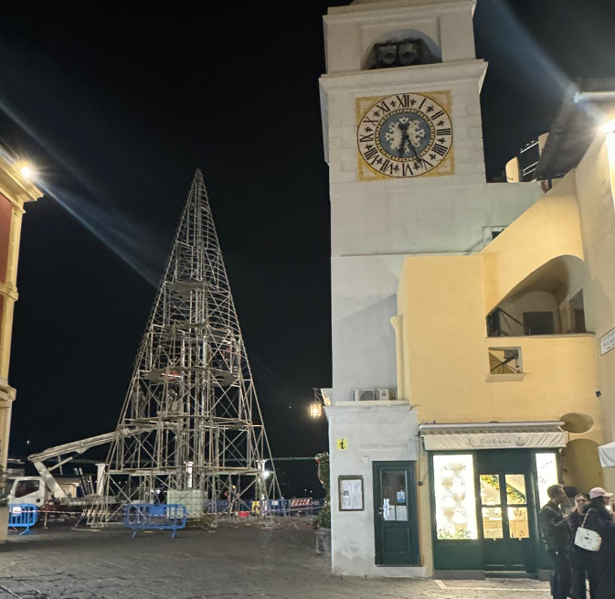 Già iniziata l’installazione di un enorme albero di Natale a Capri