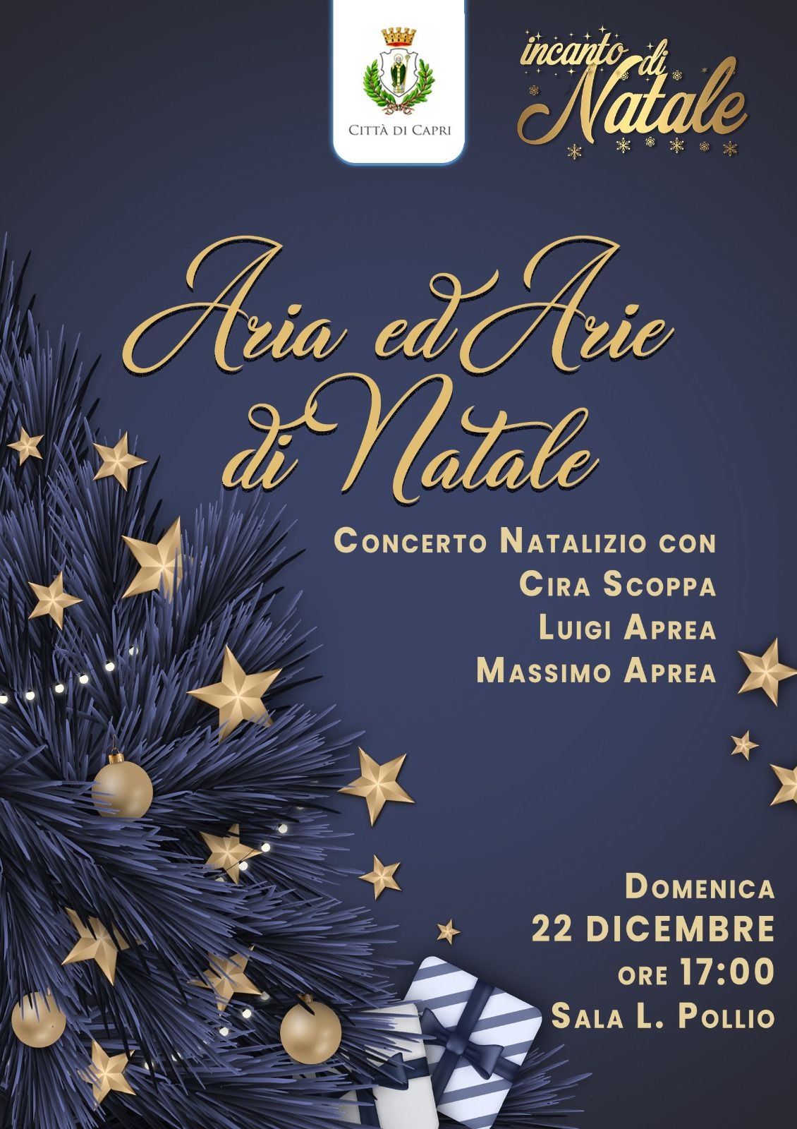 “Aria ed arie di Natale”, eclettico recital di artisti capresi alla Sala Pollio