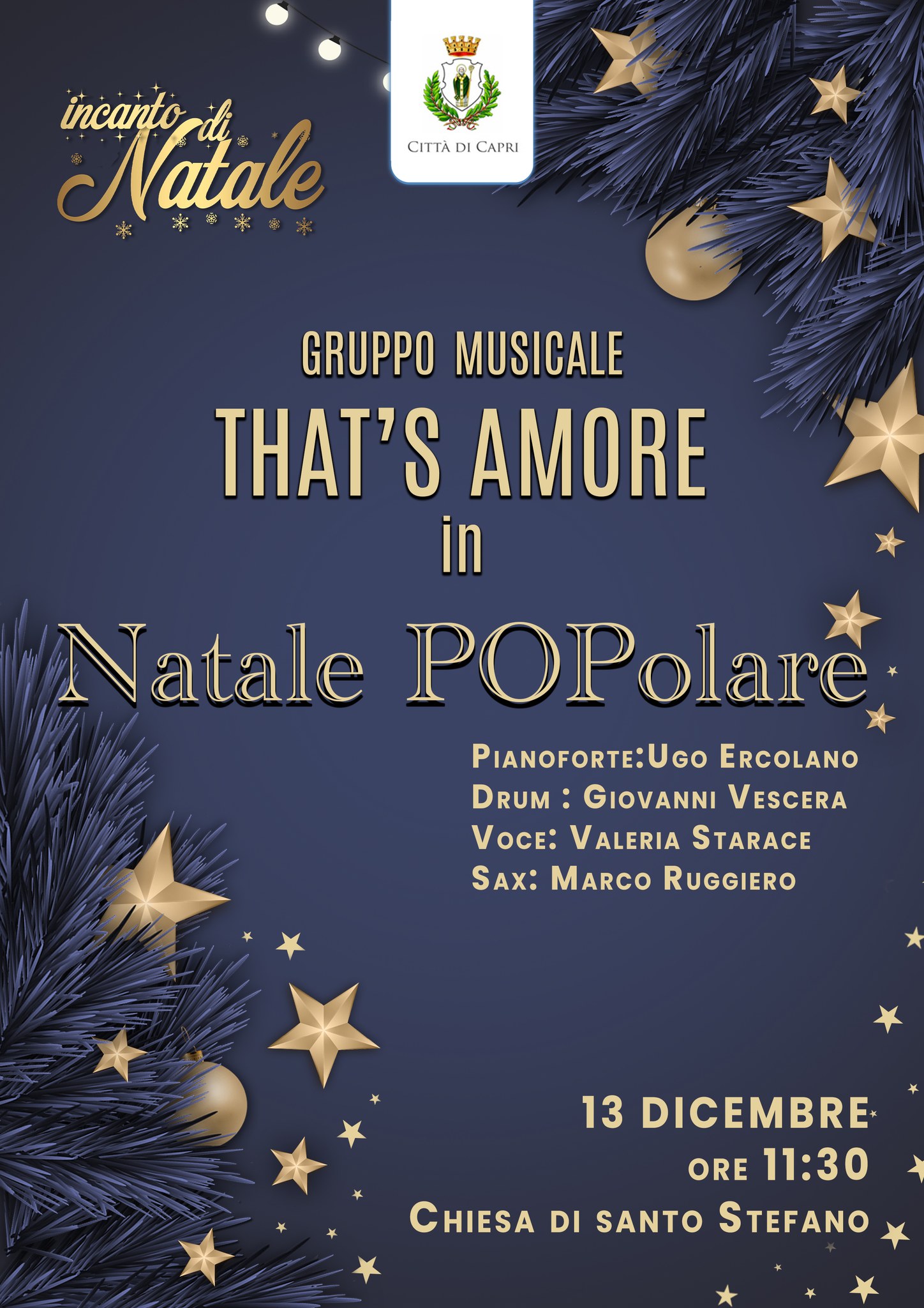 “Incanto di Natale”: doppio evento musicale nel weekend a Capri nella chiesa di Santo Stefano e all’auditorium