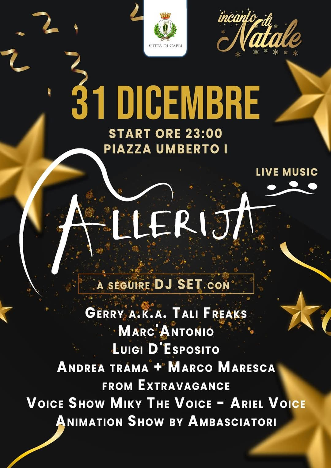 Notte di Capodanno a Capri con gli Allerija, con un variegato dj set e tanta animazione