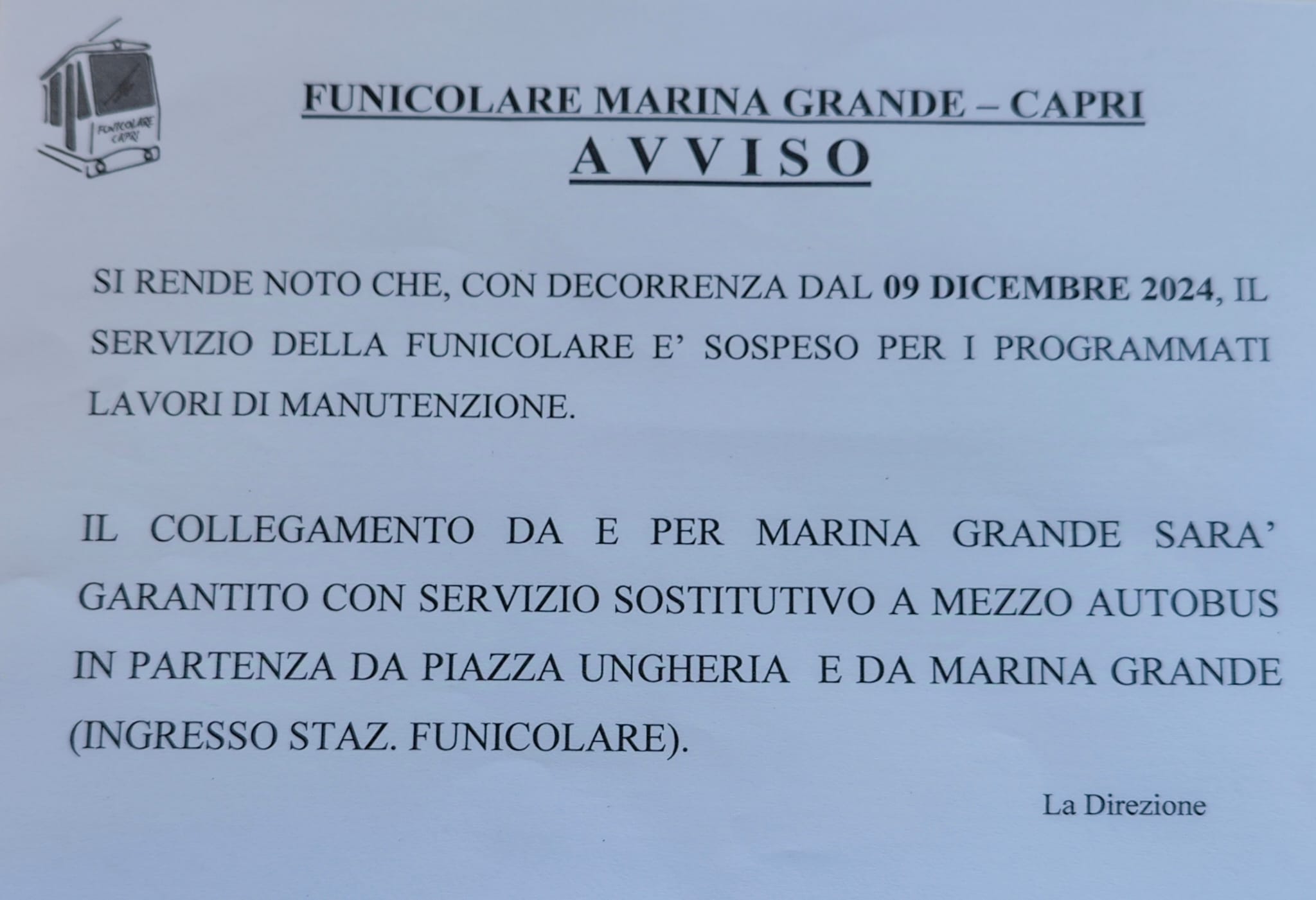 La funicolare di Capri già chiude per manutenzione