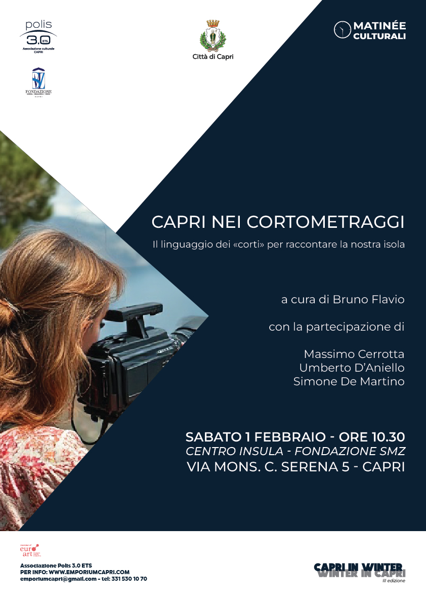 Capri nei cortometraggi, incontro alla sala Insula della Fondazione Smz