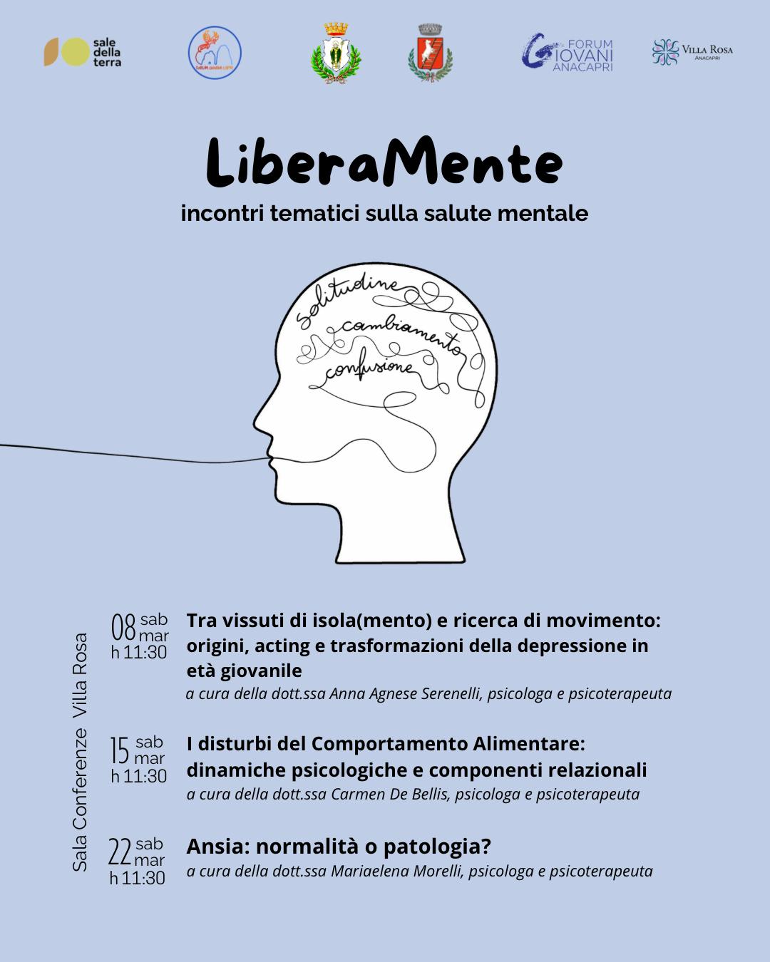 Progetto “LiberaMente”, tre incontri tematici dedicati alla salute mentale promossi dai Forum dei Giovani di Capri e Anacapri con il Consorzio Sale della Terra