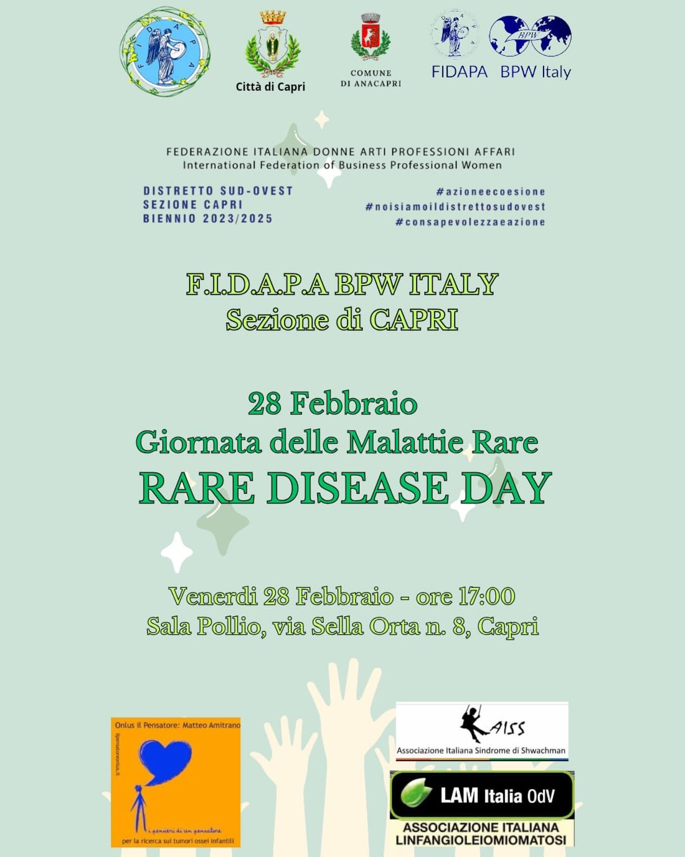 Giornata internazionale dedicata alle malattie rare: evento-incontro a Capri