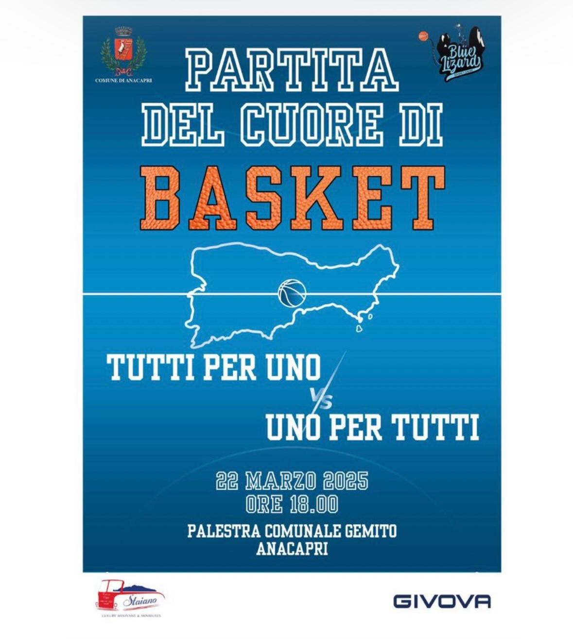 Alla palestra di Anacapri la partita del cuore di basket promossa dalla Blue Lizard, emozionante sfida tra vecchie glorie dell’isola