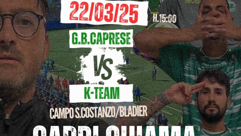 Calcio: Gb Caprese – K Team, sabato la gara che può valere una stagione. La società isolana chiama a raccolta il pubblico: “Tutti al campo, coloriamo di bianco/verde il San Costanzo”