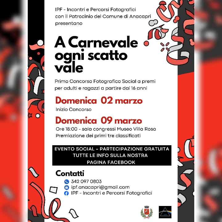 A Carnevale ogni scatto vale: al via concorso fotografico sull’isola di Capri a cura di Ipf